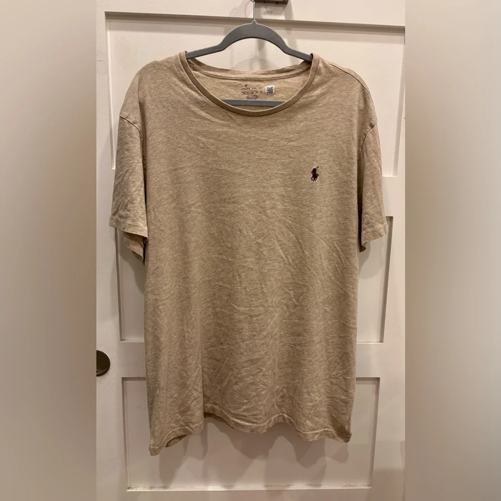 Polo by Ralph Lauren Men's Beige Short Sleeve Tee Neutral Preppy